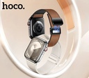 Hoco iWatch WA34 Basic series two-section double magnetic buckle silicone leather strap(44/45/46/49mm) - Brown