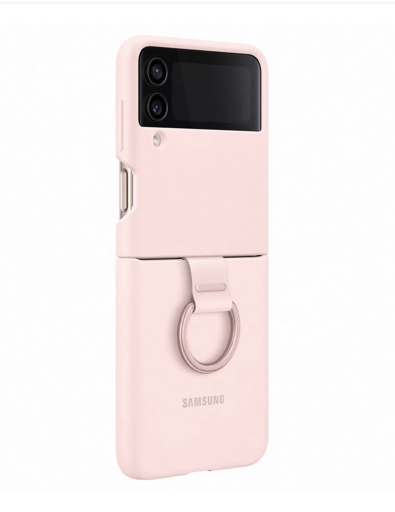 [FW10-2] Original Samsung Galaxy Z Flip 4 Silicone Cover /w Ring - Pink Gold