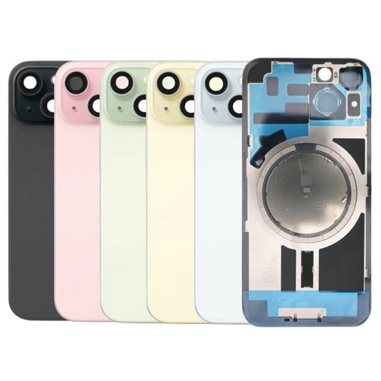 Complete Set Back Glass /w Lens, Bezel, Ring, Metal Plate  | iPhone 15 - All Colours