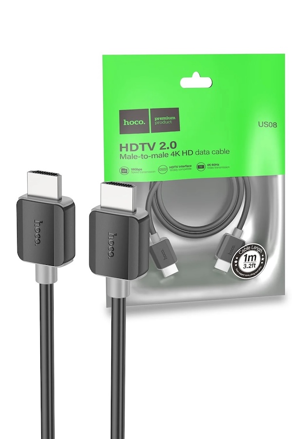 Hoco US08 HDTV 2.0 male-to-male 4K HD data cable(L=1M)