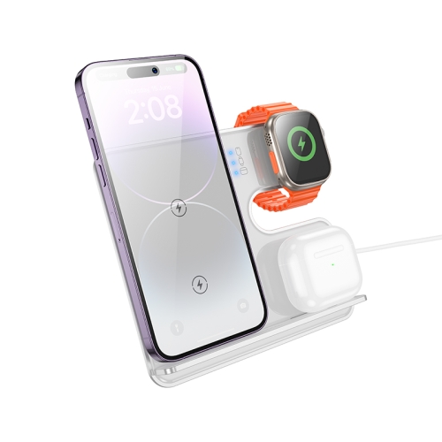 HOCO CQ19 | Falcon 3-in-1 desktop vertical wireless fast charging - White