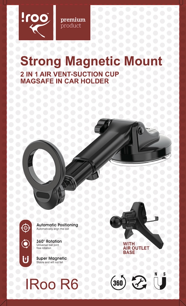 iRoo R6 | 2in1 Msafe Airvent/Windscreen Universal Phone Holder