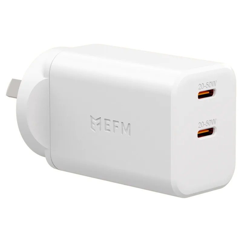 EFM GaN ECO 50W Dual Port Wall Charger - White